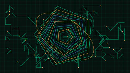 Abstract geometric vector diagram of legal citations and generative AI search compliance grids