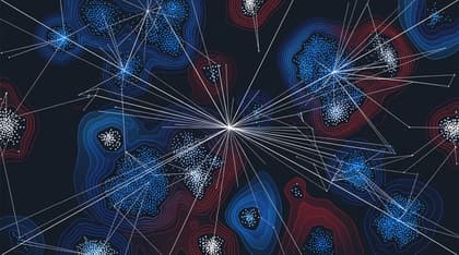 Abstract geometric illustration representing dense vector embeddings, vector databases, and semantic search clusters