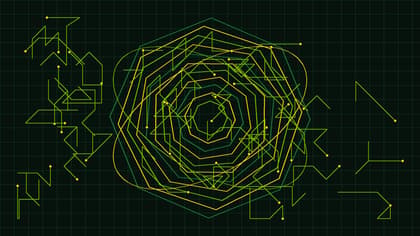 Abstract vector artwork representing open-source repository hubs intersecting with GPU architecture