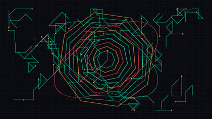 Abstract geometric vector pattern of cybersecurity gating matrices and reasoning nodes