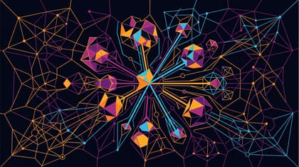 Abstract geometric Voronoi vector art of zero-click semantic knowledge graphs and AI entity webs