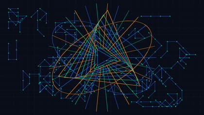 Abstract geometric vector illustration of three stepped tiered measurement platforms in generative search